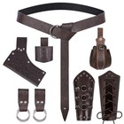Medieval Belt Set - 7 Pcs Viking Costume Accessories  Leather Bracers  Sword Fro