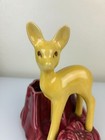 Shawnee Pottery Deer Ceramic Planter Pot Yellow   Burgundy Vintage Mcm Home  624