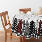 Horaldaily Christmas Tablecloth 70  70 Inch Round  Christmas Trees Buffalo Plaid