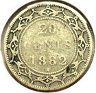 1882 Newfoundland Canada 20 Cents Sterling Silver Coin  - Queen Victoria  600 