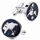 Vintage World Map Globe Cufflinks Men s Silver Blue Enamel Travel Gift