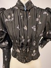 Victorian 1890   s Floral Print Silk Bodice W Puff Sleeves