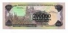 Nicaragua P-162 200 000  Overprint Missing Obverse Gem Cu