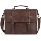 Leather Mens Messenger Bag Vintage 15 6 Inch Waterproof Leather Coffee Brown
