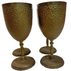 Vintage Hammered Copper Stemmed Wine Glasses Goblet Set Of 4 Rare Find