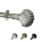Satin Nickel Clam Adjustable Window Curtain Rod Set Fitting 66120 Inch