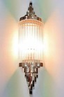 Antique Nickel Brass Ship Wall Sconce     Vintage Art Deco Glass Rod Light Fixture