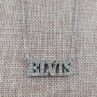 Vintage 1977 Elvis Silver Tone Rhinestone Name Necklace 17 