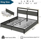 King Size Led Bed Frame With Storage Headboard And 4 Drawers Charging Station