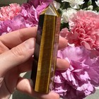Natural Tiger s Eye Crystal Wand Obelisk Reiki Tower Point Healing Home Decor
