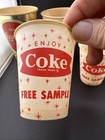 1960s Coca Cola Coke Free Sample Vintage Paper Cups Advertising