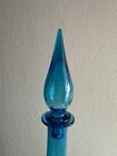 Vintage Mcm Empoli Blue Smooth Glass Xl Genie Bottle
