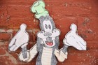 Vintage Goofy Sign Store Display Cartoon Wood Artwork Animation Disney