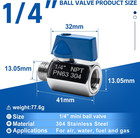 2 Pack 1 4  Mini Ball Valve  304 Stainless Steel Valve Npt Female X Male Thread