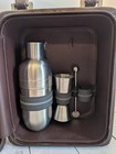 Pottery Barn Vtg 60s Leather Travel Cocktail Kit Barware Tools W Portable Case 