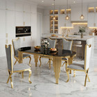 7pcs Dining Oval Table Set For 6 With Pu Chairs Kitchen Modern Table Chairs Us
