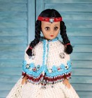Vintage Native American Princess Doll Crochet Dress Shawl Beaded Embellished