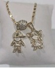 14k Gold Plated Rope Chain Necklace W  Boy   Girl Charm  Clear Cz