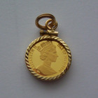 1990 _ Isle Of Man _  1 25 Oz Gold Persian Cat _ Unc _ W   14k Bezel