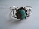 Vintage Sterling Silver Turquoise Cuff Bracelet Southwestern Design No Name