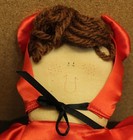 Vtg Handmade Primitive Cloth Doll Red Satin Devil Costume 18 