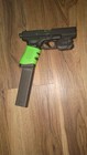 Glock 17 Gas Airsoft Pistol W  Extended Magazine  Green Grip Sleeve