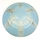 Vintage 10  Blue   Clear Glass Ceiling Lamp Shade 3 Hole Art Deco Leaf Design