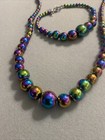 Pzo 925 Rainbow Hematite Bead Necklace   Bracelet Set