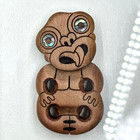 Tiki Hand Carved Wooden Figurine Wall Hanging Tribal Art New Zealand 6 5  X 5 