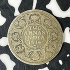 1916 India 2 Annas Lot c7010 Silver 