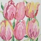 Needlepoint Handpainted Jean Smith Dancing Tulips 14x14