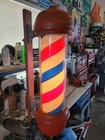 Antique Theo A  Kochs Barber Shop Pole Koch Blue Red White Great Piece 29x8 Work