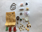 Vintage Collectible Junk Drawer Lot Jewelry  Coins  Figurines  Buttons  Silver