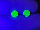 Uranium Glass Stud Earrings Green Flat Screw Back Stainless Steel