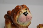 Vtg Prideful Lion   Babies Cubs Mcm Ceramic Figurines Kitschy Anthropomorphic