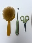 Vintage Green Bakelite Celluloid Pearlized Vanity Grooming Dresser 5pc Set