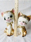 Vintage Ceramic Figurine Tabby Cat Kitty Kitsch Japan Anthropomorphic Big Eye