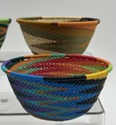 Lot Of 4 Handmade African Zulu Telephone Wire Bowls 4 5    Multi Colored