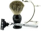 Super Badger Shaving Set For Men With 3 Edge Razor 3 Pieces Shaving Brush Kit