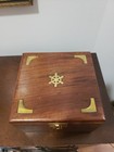 Brass Nautical Ship Compass In Wooden Box Gimbal Marine Maritime Desk Compass