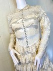 Vintage 1950s Ivory Lace Wedding Dress With Satin Sheath And Peter Pan Collar Xs
