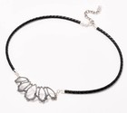 American West Braided Leather   Sterling Silver Teardrop Necklace 20 l