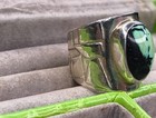 Vintage Native American Sterling Silver And Blackjack Turquoise Ring Size 9 5