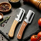 2 Pc Stainless Steel Peeler With Wooden Handle     Fruit   Vegetable Slicer-new