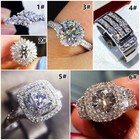 Women 925 Silver Filled Ring Cubic Zircon Wedding Engagement Jewelry Sz 6-10