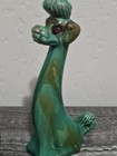 Two Vintage Mcm Faux Marble Long Neck Cat   Dog Figurine  Rhinestone Eyes 8    Ns