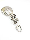 Vtg Sterling 4 Piece Ranger Set Belt Buckle Heavy Gauge Southwestern Signed