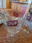 Schlitz Milwaukee Beer Goblet 2- 1970 s 6  Famous Stemmed Thumbprint  Bar Glass