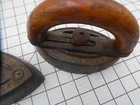 Antique Sad Irons With A Wooden Handle And 3 Bases