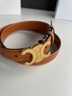 Celine Medium Triomphe Belt  Natural Brown Calfskin  2 5cm Width  Size 85